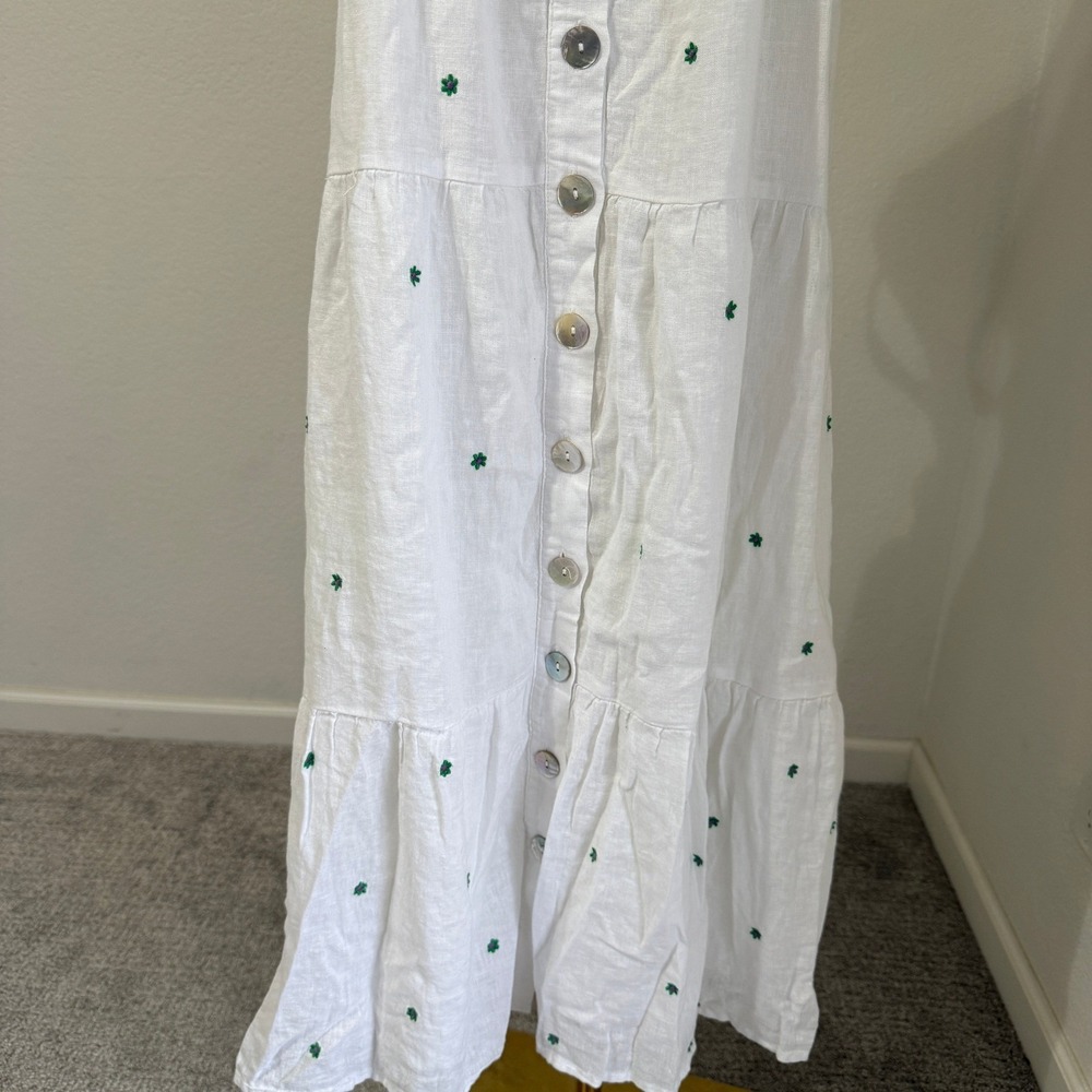 Rails $244 Violet Green Daisy Embroidery White Linen Blend Maxi Dress Medium - Picture 5 of 12